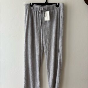 Como Blu Women’s Lounge Pants Gray Ribbed Knit Drawstring Waist Size XL New
